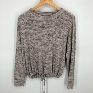 Aerie Sweatshirt Womens‎ Small Marled Knit Brown Purple Tie Cinch Waist